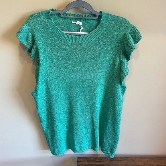 Jodifl Kelley Green Sleeveless Ruffles Sweater 3X - Picture 1 of 4
